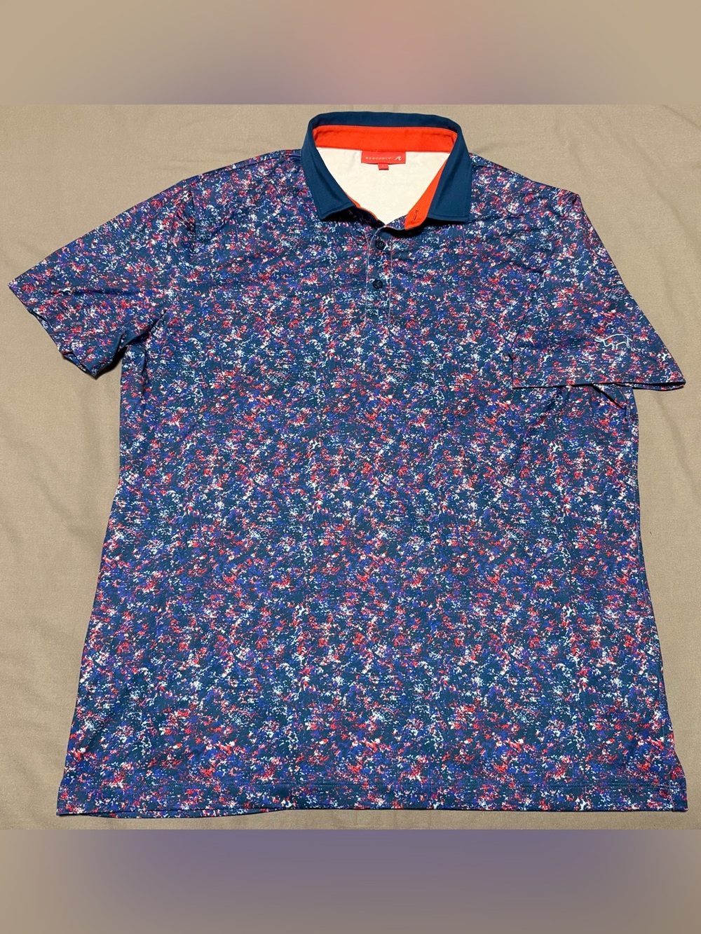 Redvanly Polo Shirt Paint Splatter Print Short Sleeve Golf Preppy Mens Large